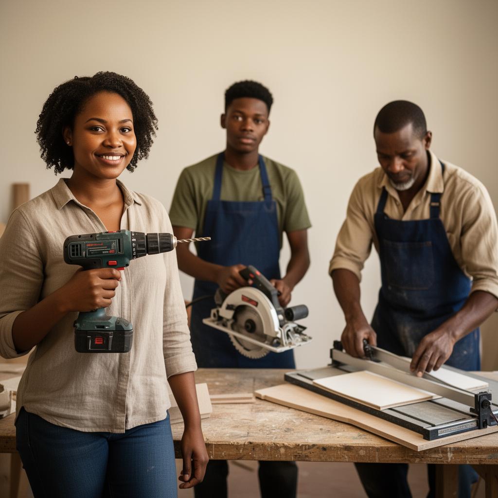 South African artisans with rented tools